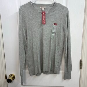 NEW Merona gray lightweight v-neck cotton wool stretch knit sweater medium